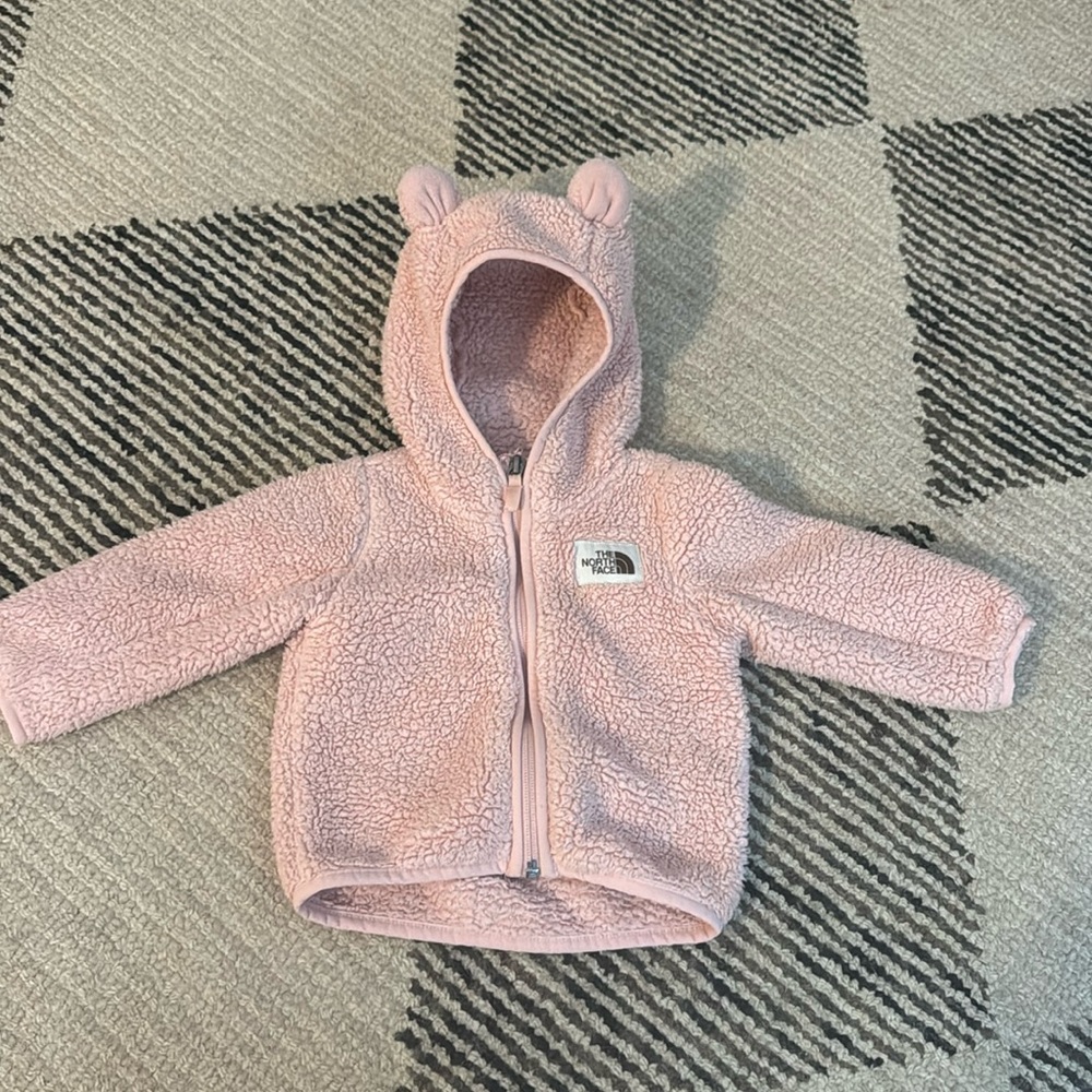 North Face baby jacket fuzzy Sherpa with ears 6-12M